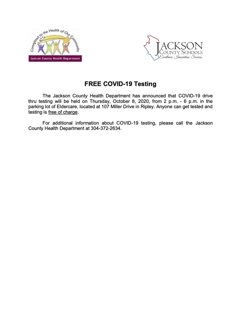 FREE COVID TESTING ANNOUNCED 