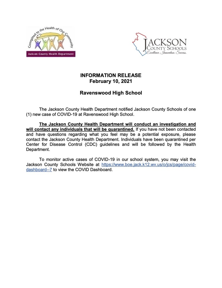 Information Release - February  10, 2021 - Ravenswood High