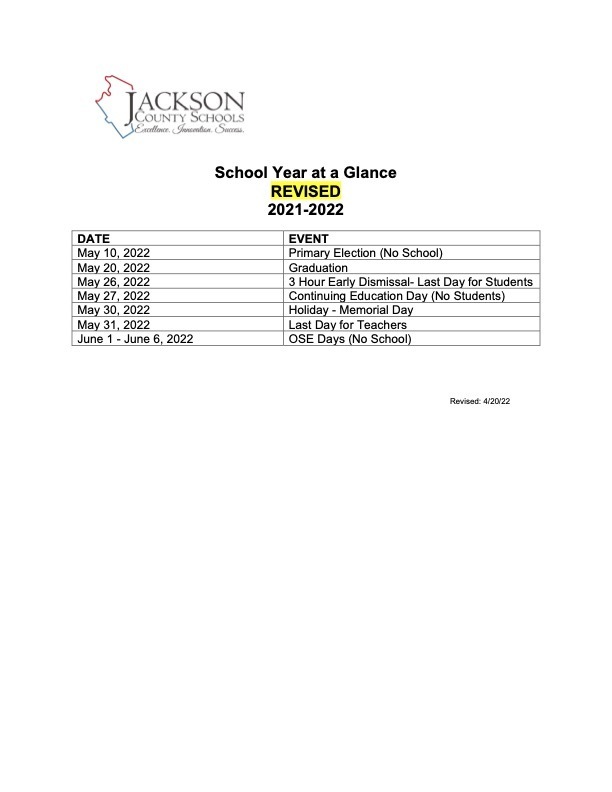 School Year at a Glance