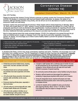 IMPORTANT - Coronavirus District Plan UPDATED 3-16-20 (9:20 am)