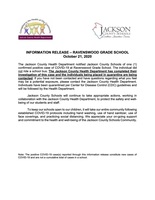 INFORMATION RELEASE – RAVENSWOOD GRADE SCHOOL October 21, 2020