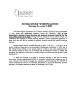 SCHOOLS MOVING TO REMOTE LEARNING Saturday, November 7, 2020