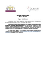Information Release - March 16, 2021 - Ripley High School