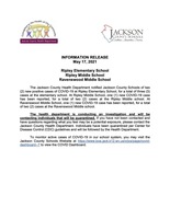 Information Release - Ripley Elem, Ripley Middle and Ravenswood Middle - May 17, 2021