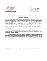 INFORMATION RELEASE – RAVENSWOOD GRADE SCHOOL October 22, 2020