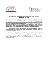 INFORMATION RELEASE – RAVENSWOOD HIGH SCHOOL November 22, 2020