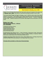 Meal Plan Update for Monday, June 1, 2020