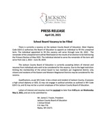 Press Release - School Board Vacancy (April 2021)
