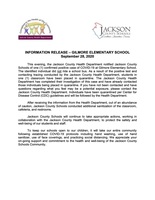 INFORMATION RELEASE – GILMORE ELEMENTARY SCHOOL
