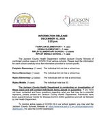 INFORMATION RELEASE DECEMBER 13, 2020 3:25 p.m.
