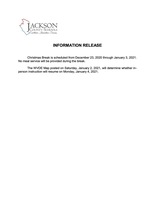 INFORMATION RELEASE - Christmas Break