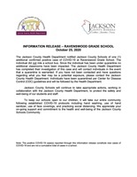 INFORMATION RELEASE – RAVENSWOOD GRADE SCHOOL October 25, 2020