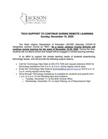 TECH SUPPORT TO CONTINUE DURING REMOTE LEARNING Sunday, November 15, 2020