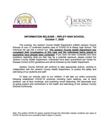 INFORMATION RELEASE – RIPLEY HIGH SCHOOL October 7, 2020